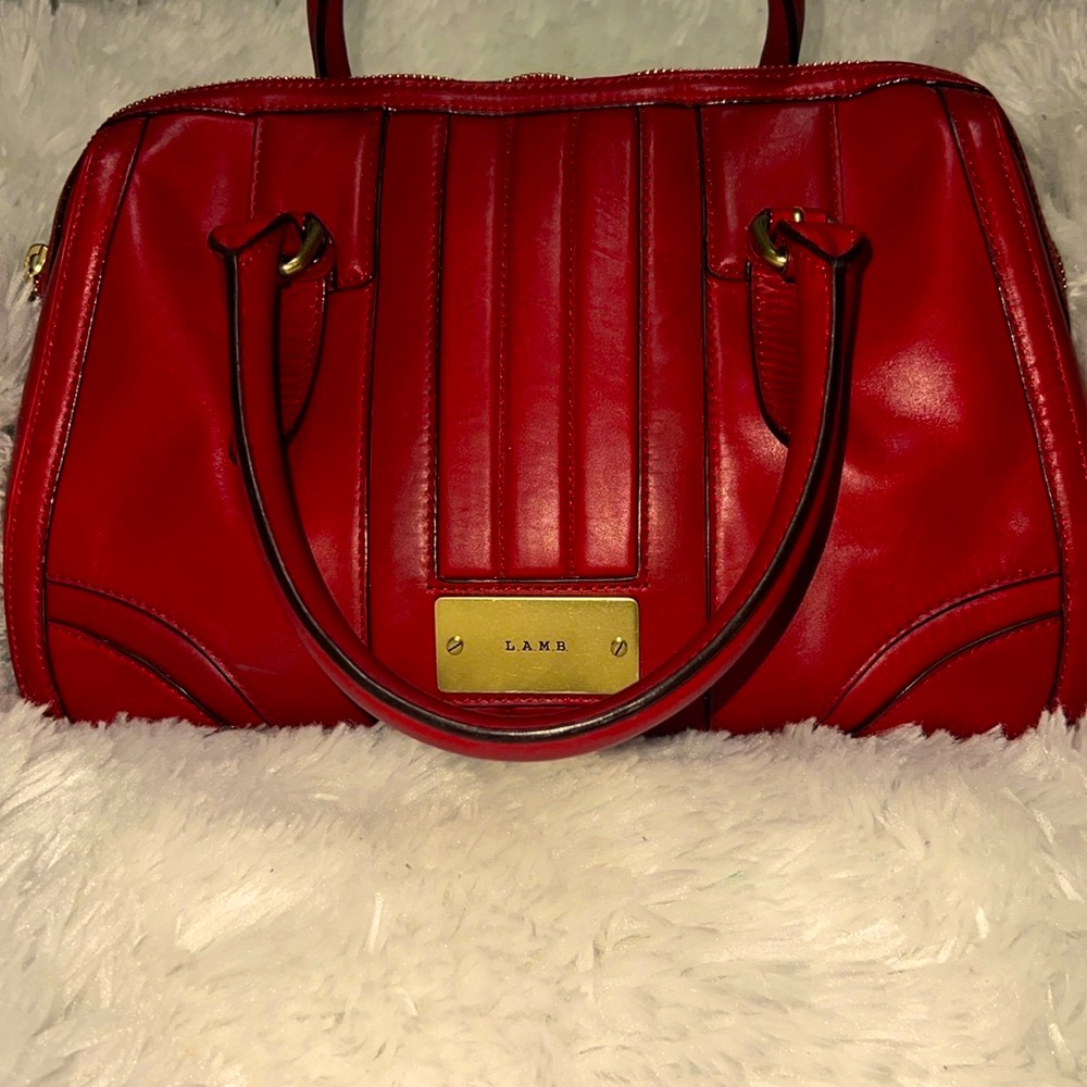Authentic Rare Red Leather Handbag By Gwen Stefani's L.A.M.B.